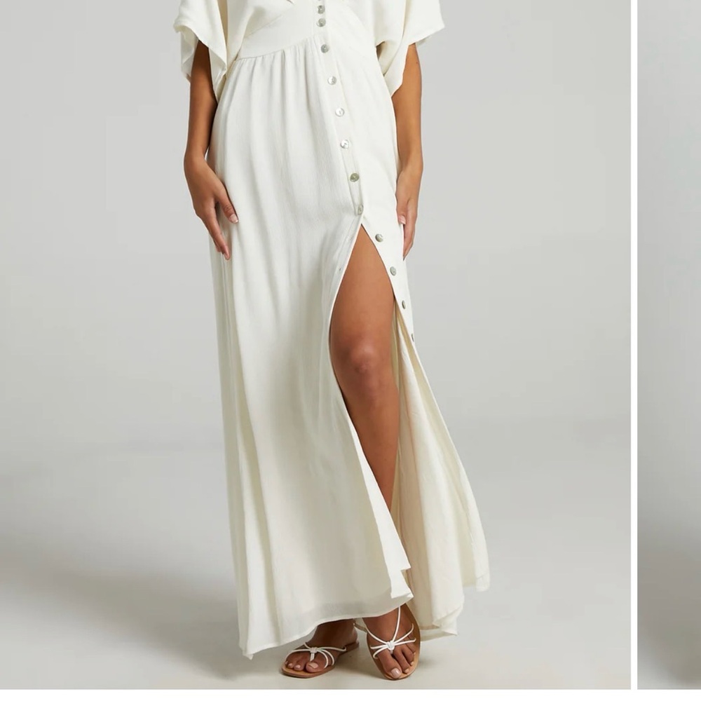 Showpo Elegant Cream Maxi Skirt with Buttons